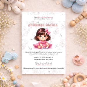 Invitație Botez Fetiță Roz