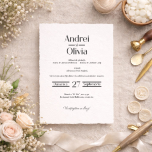 Invitație de Nuntă Elegantă Minimalistă – Text Simplu
