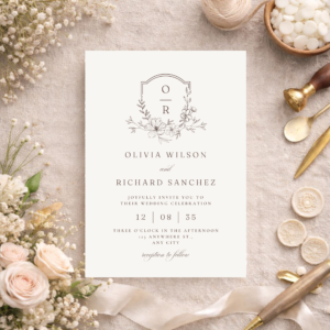 Invitație Nuntă „Rustic Elegance” – Minimalistă