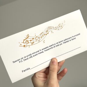 Plic de dar pentru nuntă – design portativ muzical