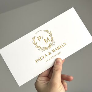 Plic de dar pentru nuntă – design elegant auriu