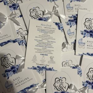 Invitație de nuntă 2 in1 texturată tip carte cu fundă