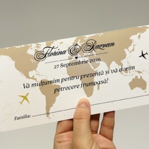 Plic de dar pentru nuntă – design harta lumii