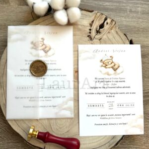 Invitație Botez Băiețel – Tematică ursuleț
